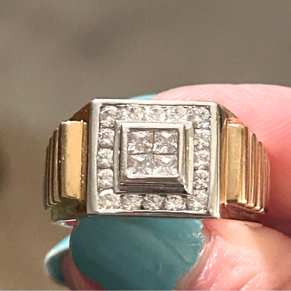 Men’s Gold and Silver CZ Diamond Ring